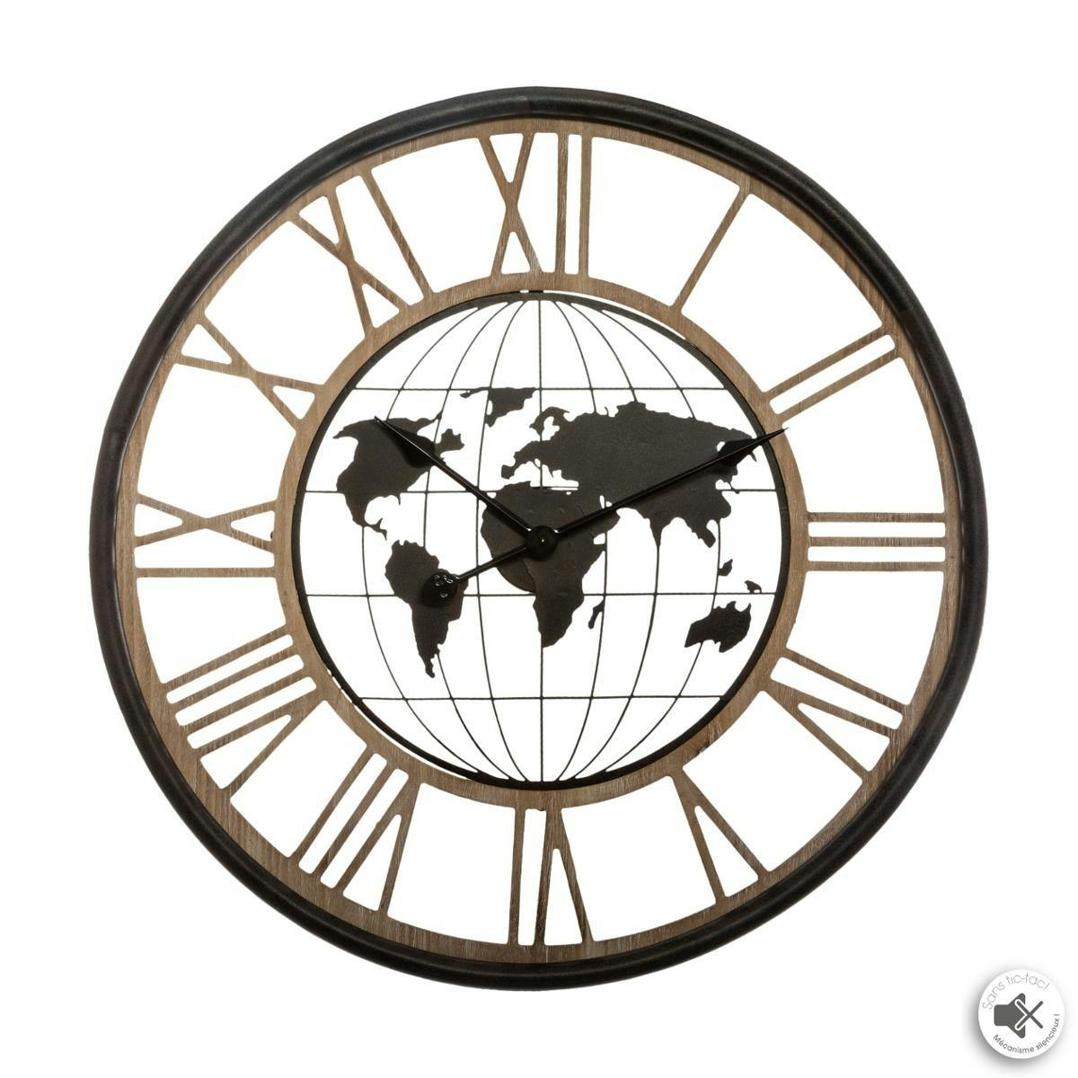 Horloge murale mappemonde ajourée