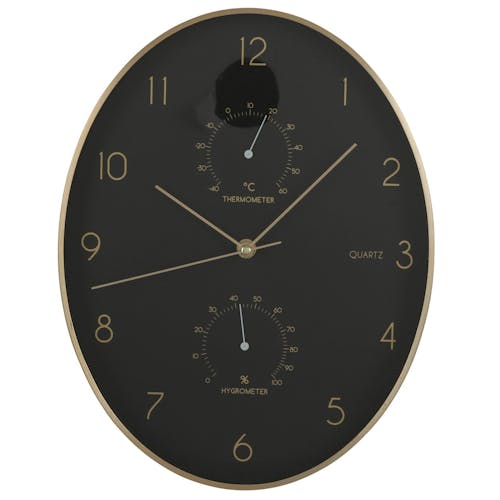 Horloge murale ovale noire 35 cm