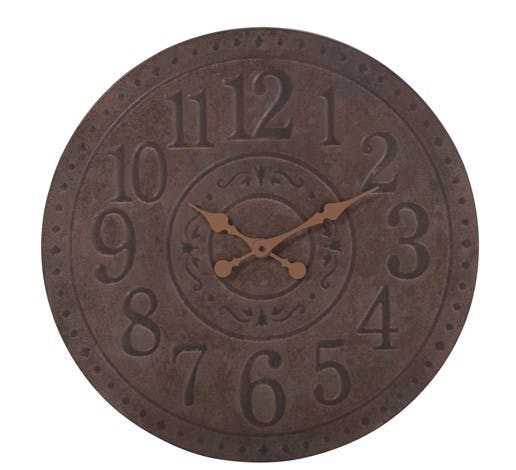 Horloge murale ronde Grand diamètre D60cm Style Industriel en métal effet rouille - Coloris Marron