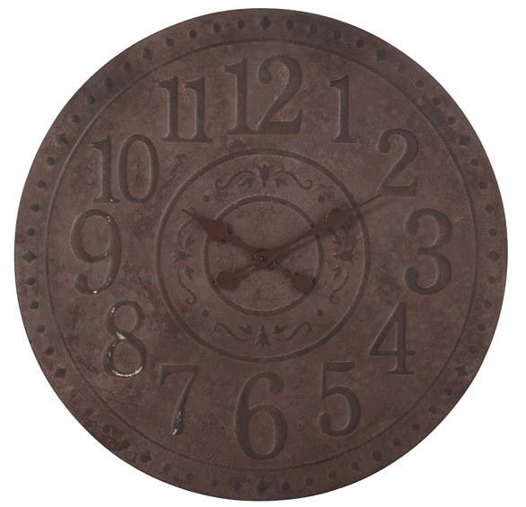 Horloge murale ronde Grand diamètre D76cm Style Industriel en métal effet rouille - Coloris Marron