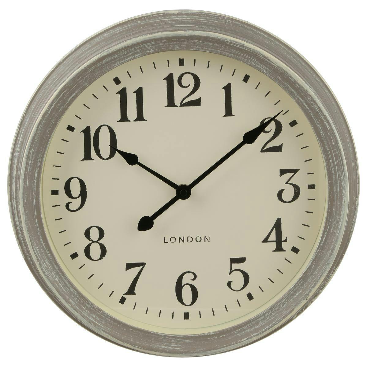 Horloge PVC gris effet brossé "London" D36cm