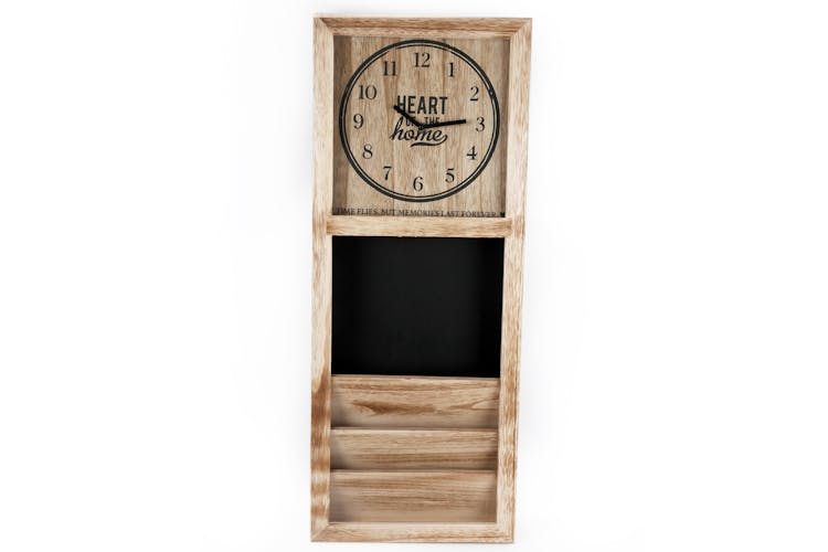Horloge Rangement en bois "Heart of the Home" H75cm