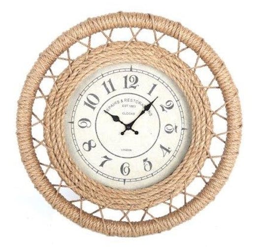Horloge ronde en corde naturelle tréssée D50cm
