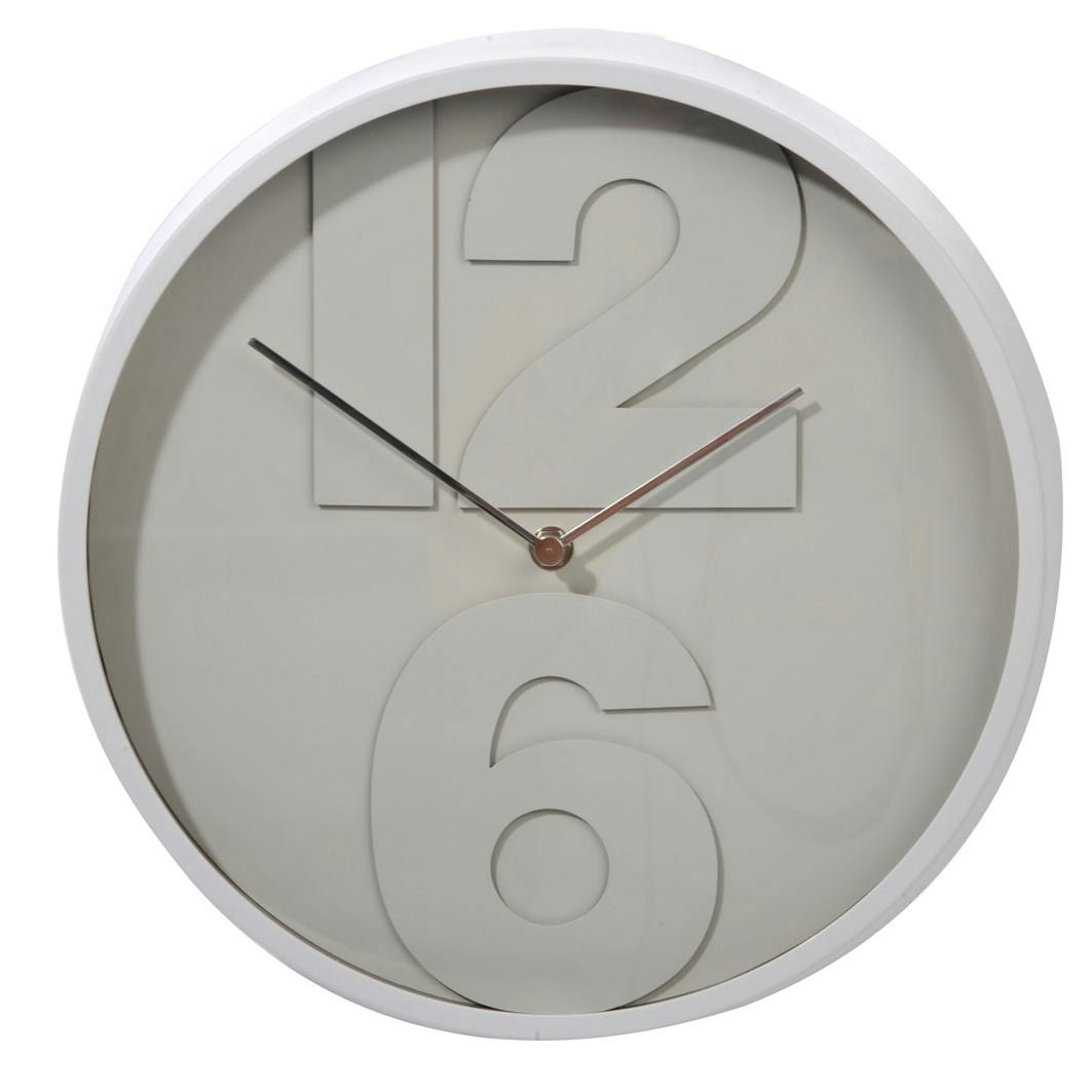 Horloge ronde Style Moderne 2 chiffres D32cm en résine - Coloris blanc