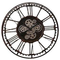 Horloge vintage métal vieilli et engrenages
