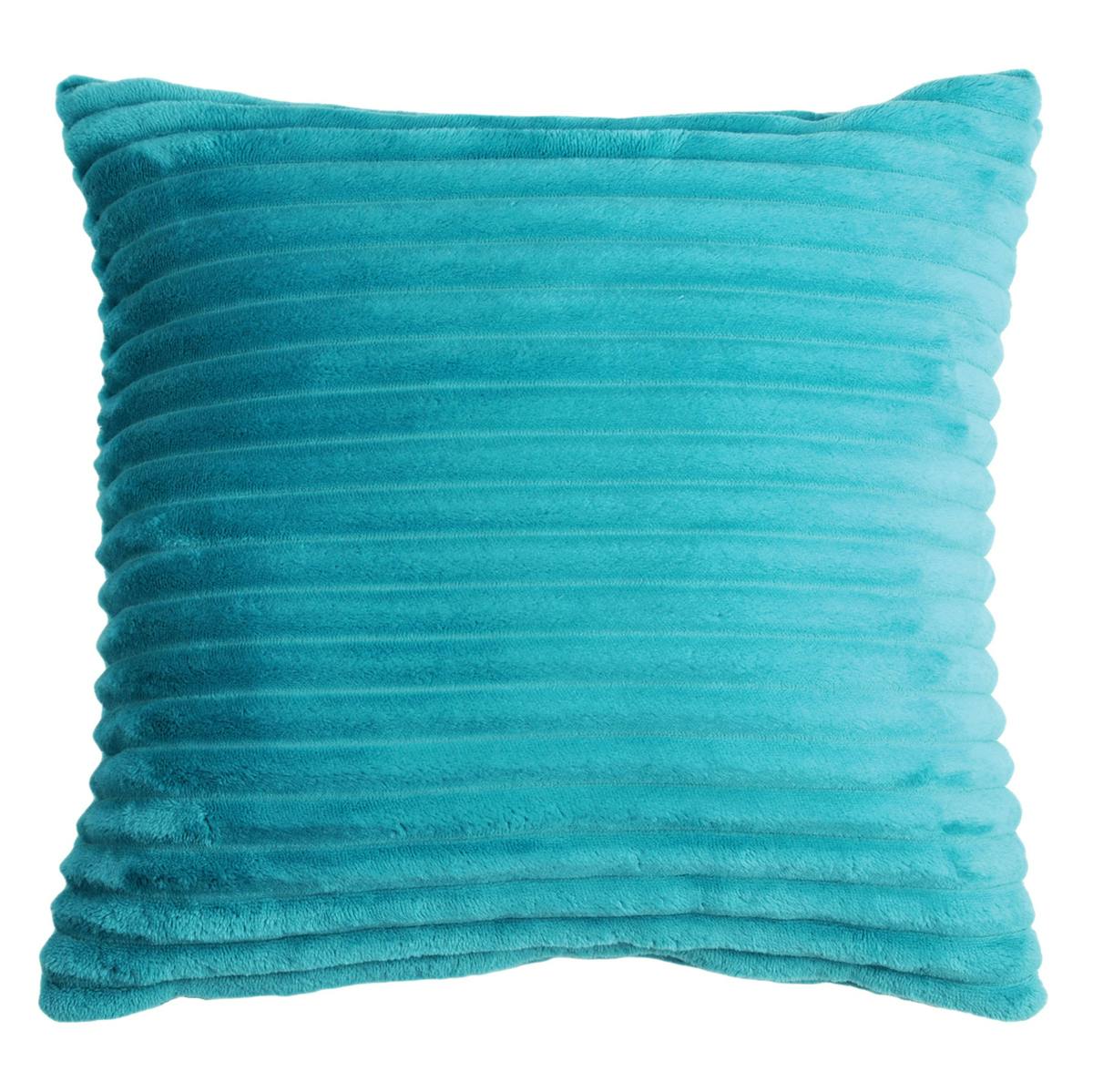Housse de coussin couleur bleu canard à rayures en relief touché doux 40x40cm POPY
