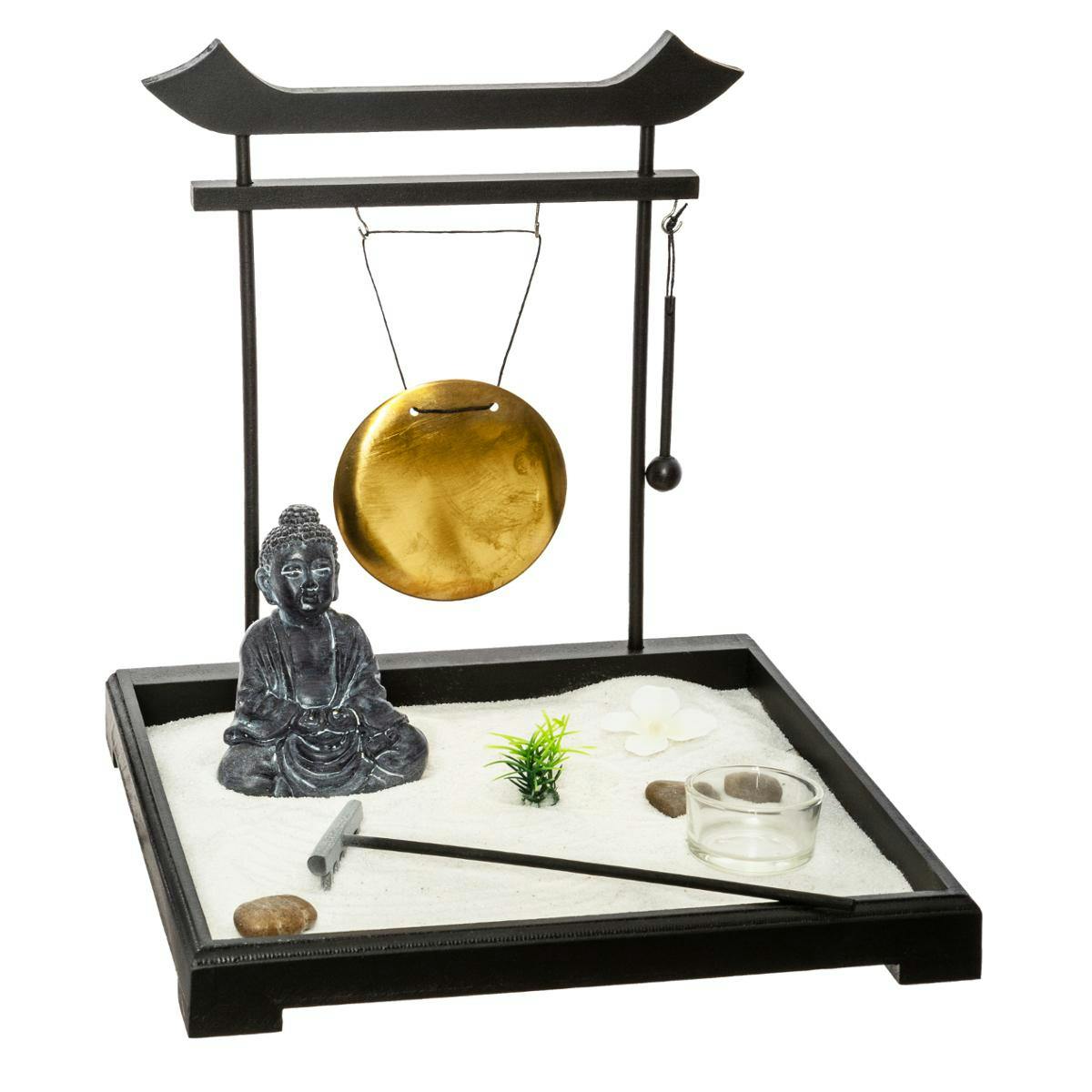 Jardin zen avec bouddha et gong 26 cm
