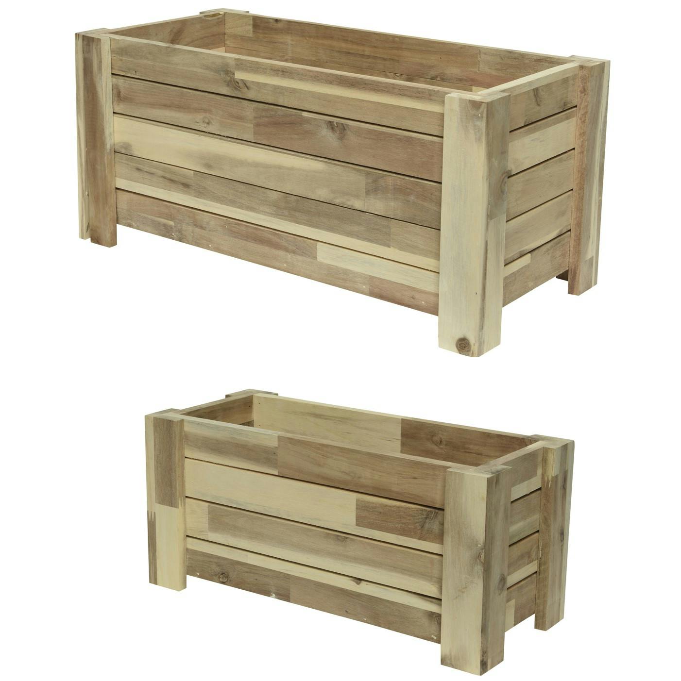 Jardinière rectangle en acacia (lot de 2)