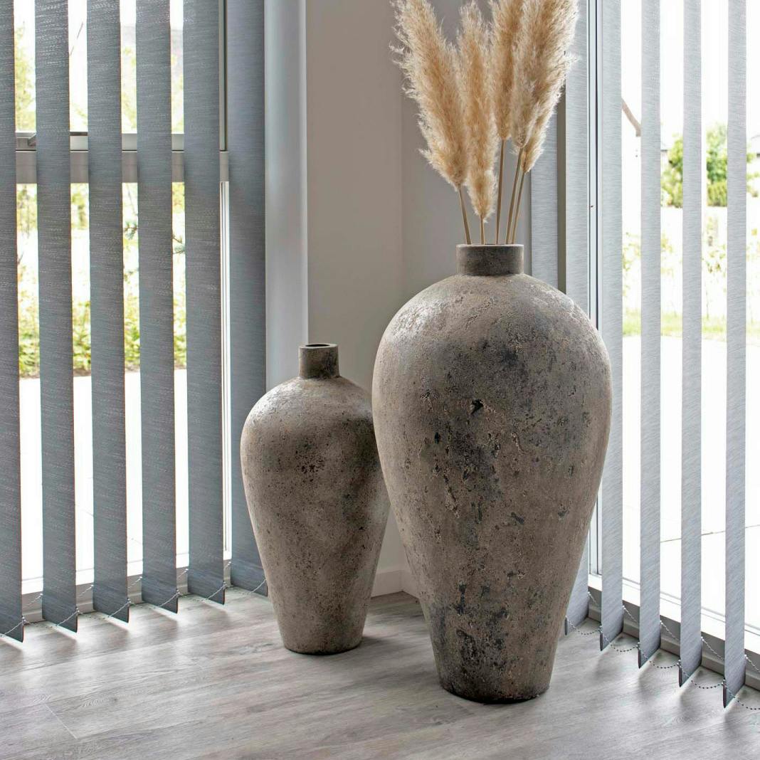 Jarre décorative en terre cuite marron effet vieilli H 60 cm