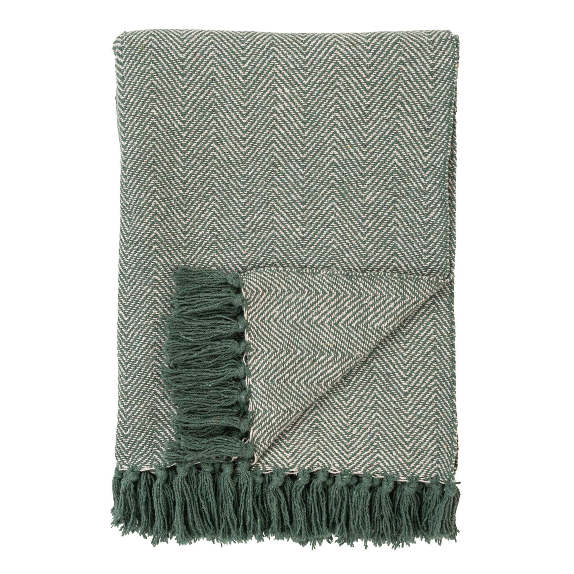 Jeté de canapé vert - motif chevron, 130x160 cm FALLON