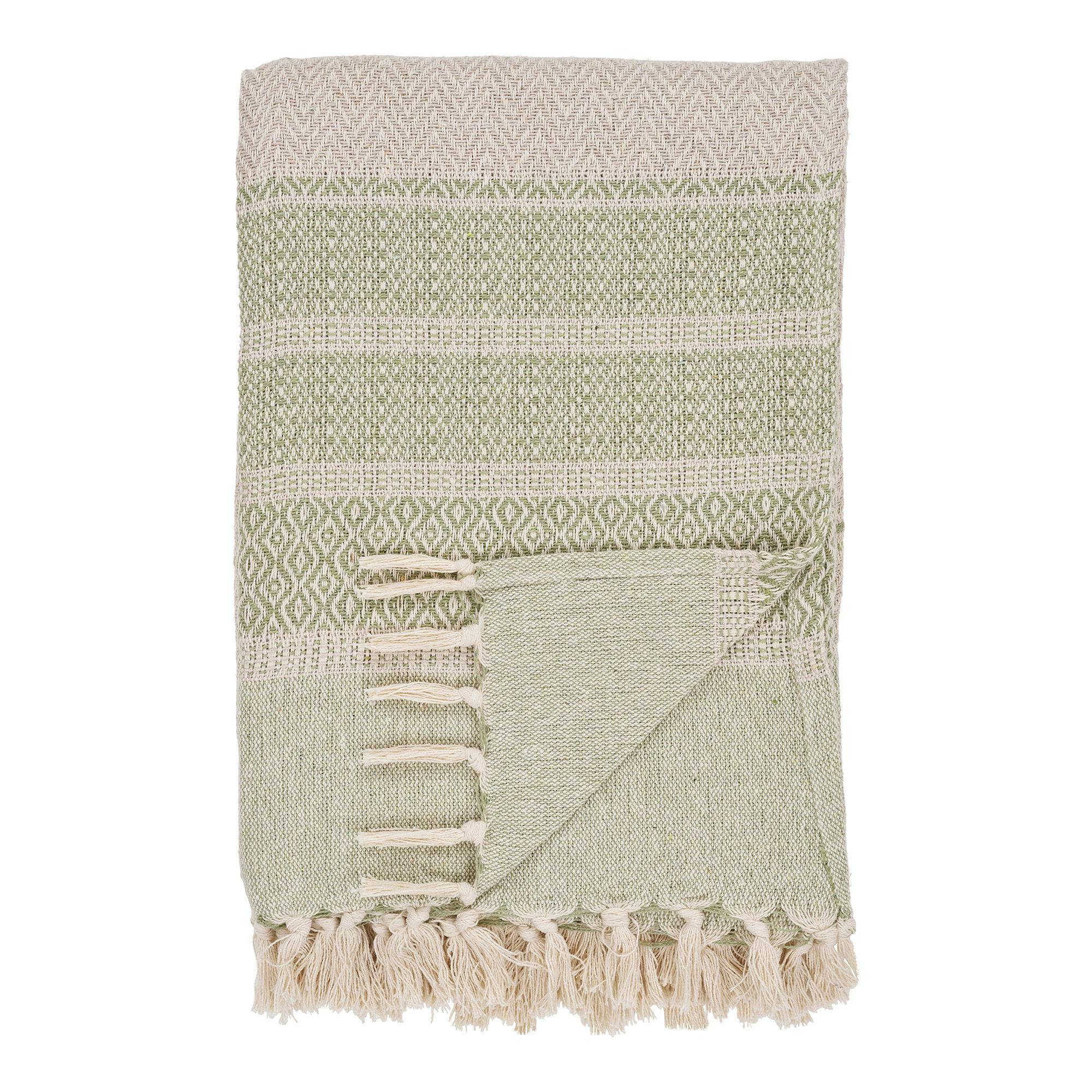 Jeté de canapé vert sauge et rose, 130x180 cm FALLON