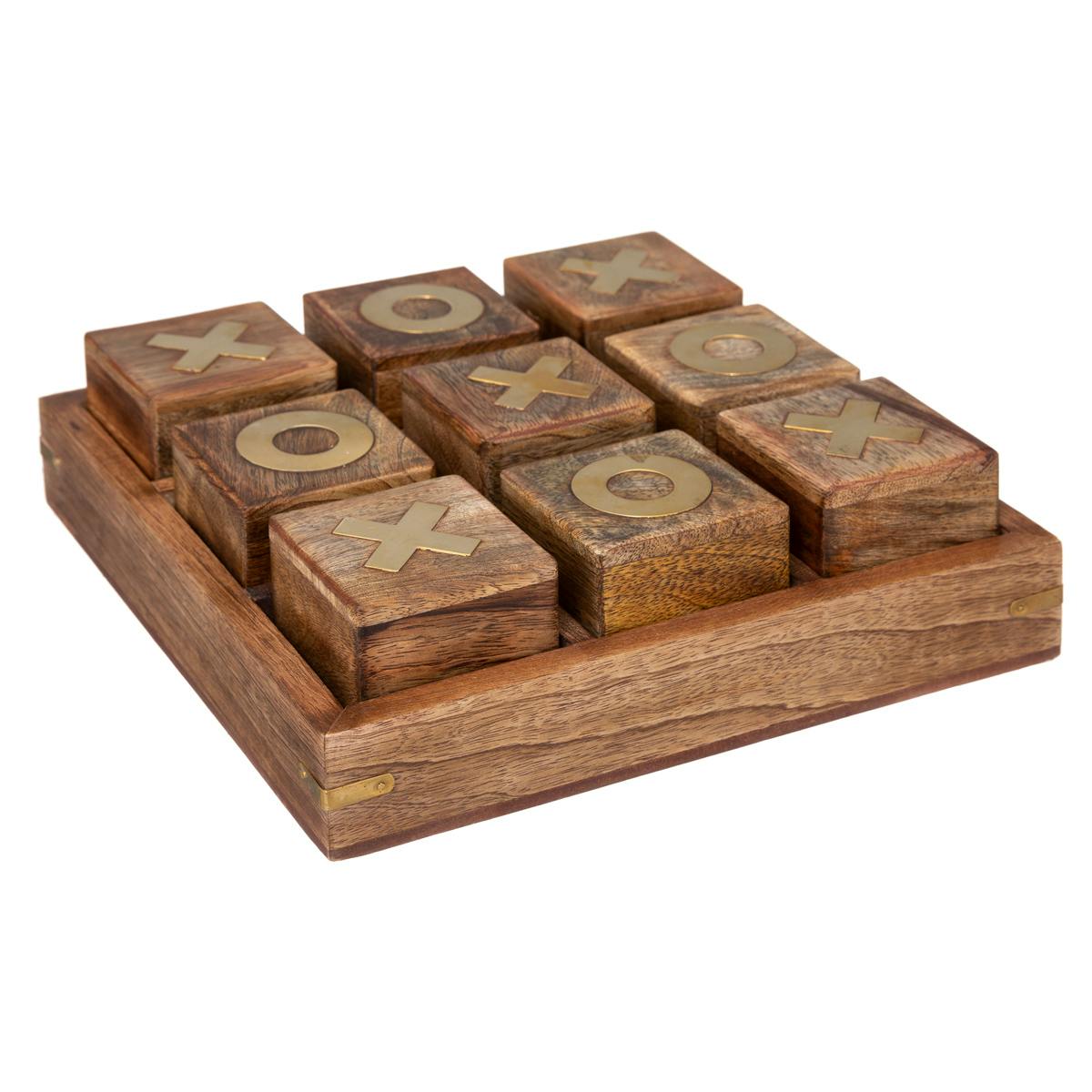 Jeu de morpion en bois et laiton