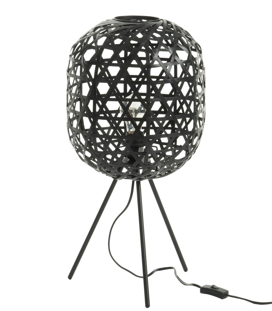 Lampadaire bambou noir sur trépied H60cm