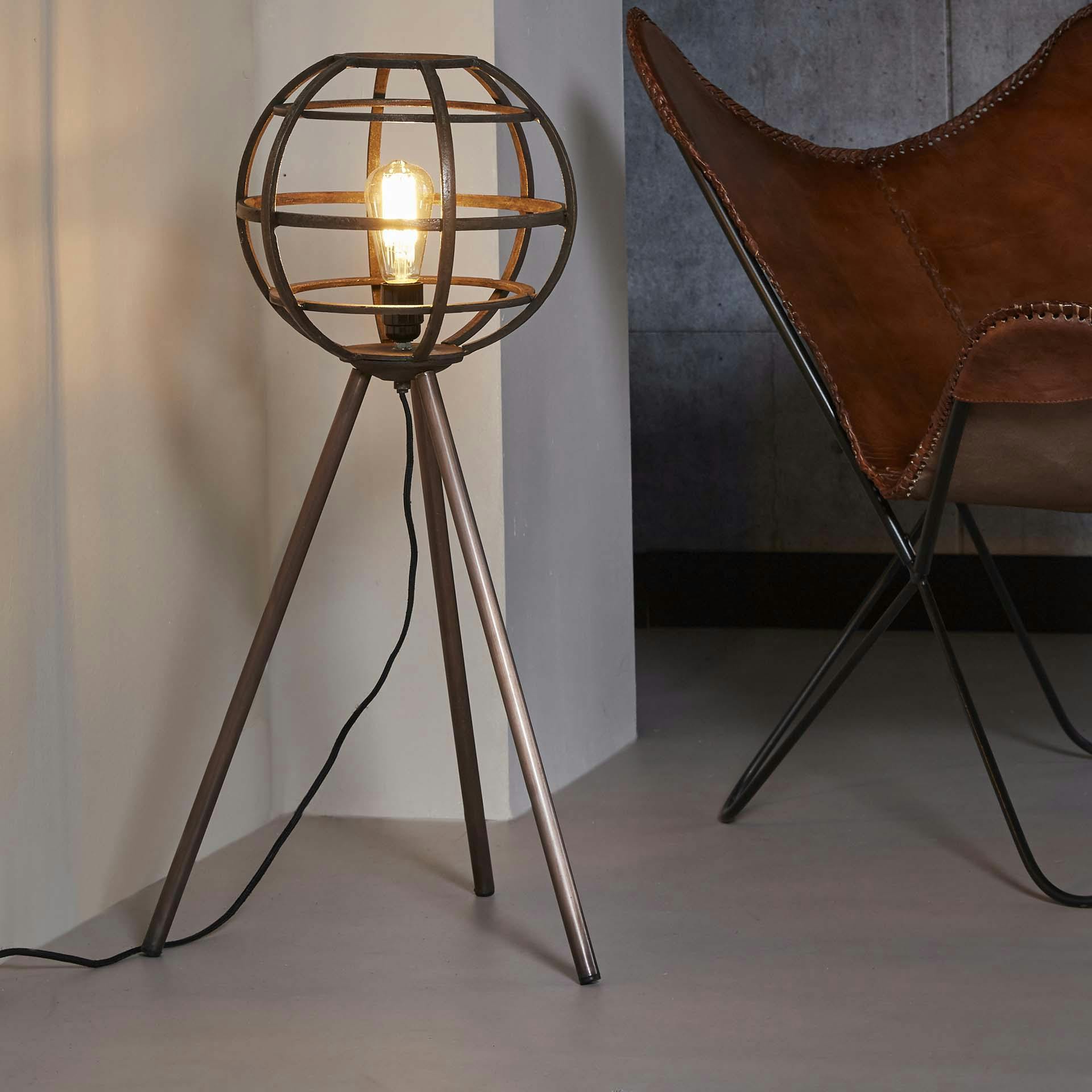 Lampadaire boule trépied métal TRIBECA