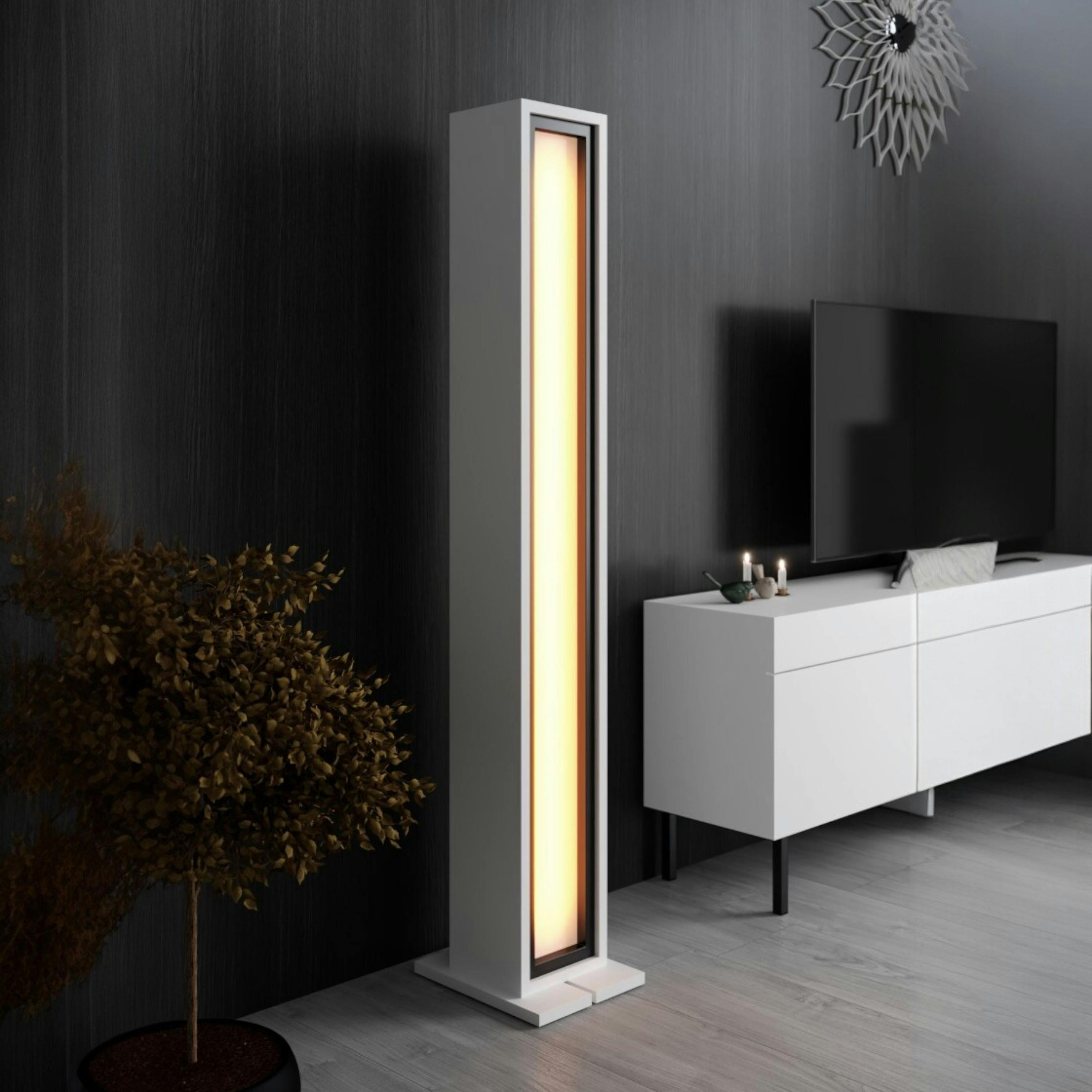 Lampadaire colonne LED blanc design à télécommande AURA