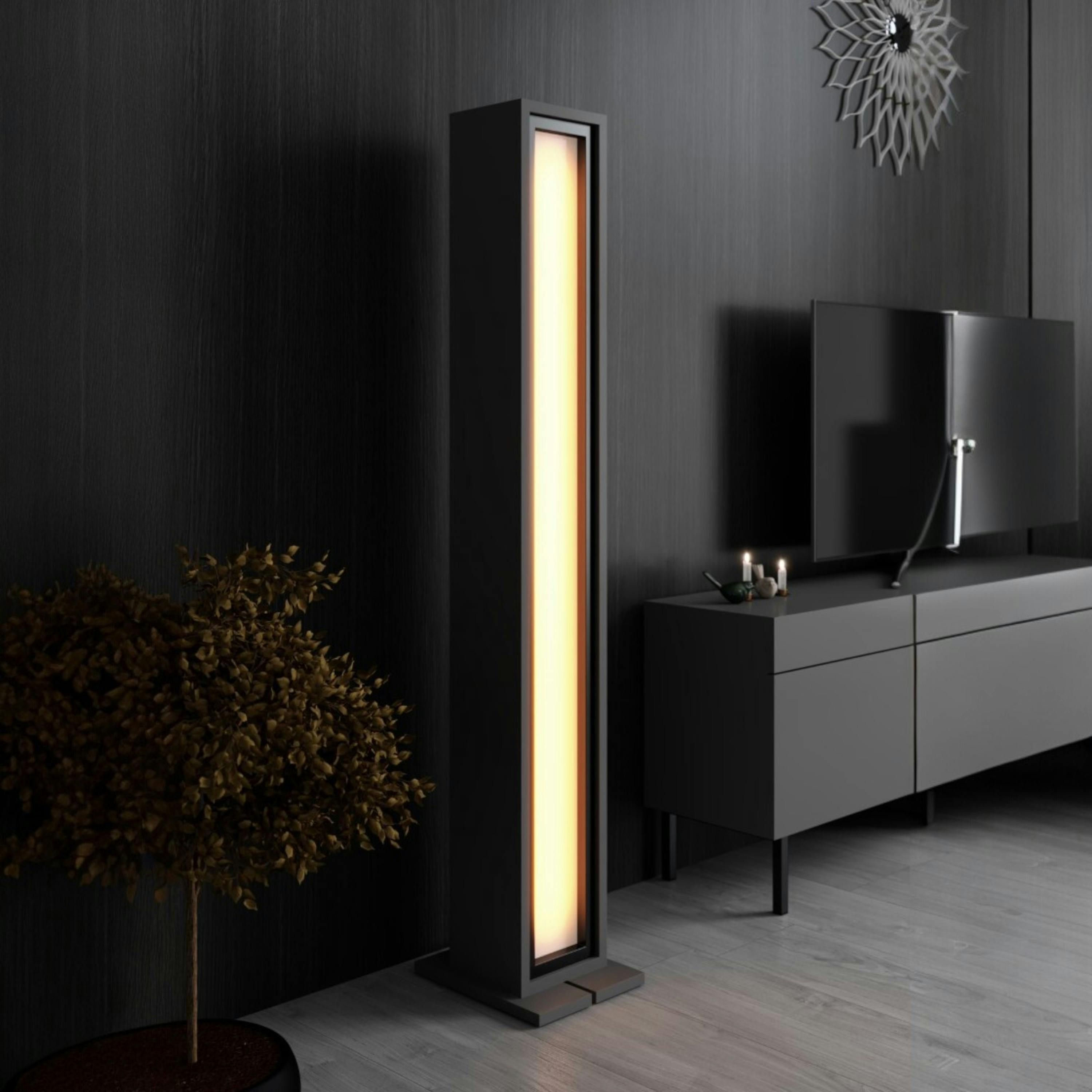 Lampadaire colonne LED gris foncé à télécommande AURA