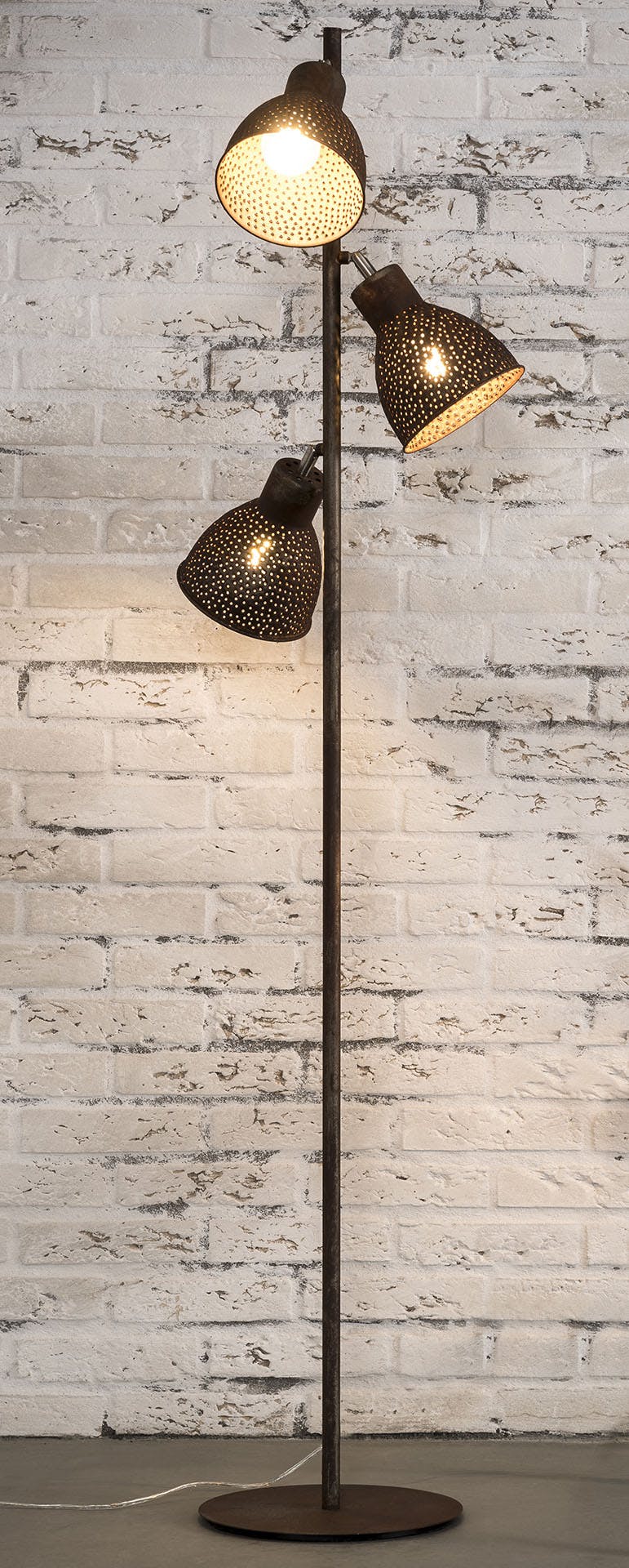 Lampadaire contemporain ajouré métal brun vieilli 3 lampes RALF