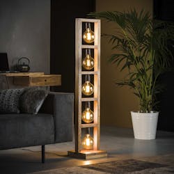 Lampadaire contemporain échelle bois 5 lampes LUCKNOW