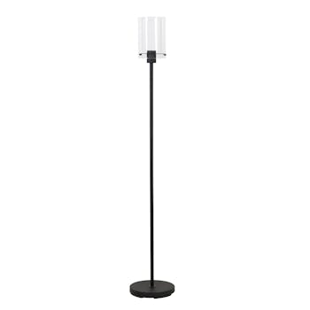 Lampadaire contemporain métal noir mat verre