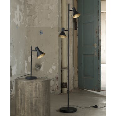  Lampadaire contemporain noir et or 2 lampes MELBOURNE