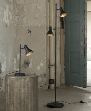 Lampadaire contemporain noir et or 2 lampes MELBOURNE