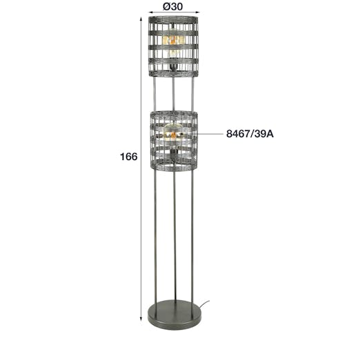 Lampadaire de salon avec cannage en métal NOVA