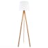 Lampadaire en bambou forme trépied et abat-jour coton blanc D50xH160cm