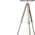 Lampadaire en bois patiné grisé forme trépied et abat-jour gris H145cm