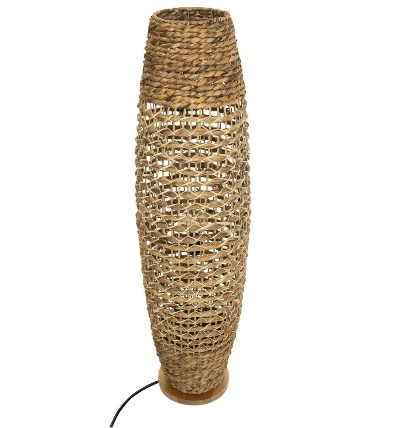 Lampadaire en papier tressé et bois