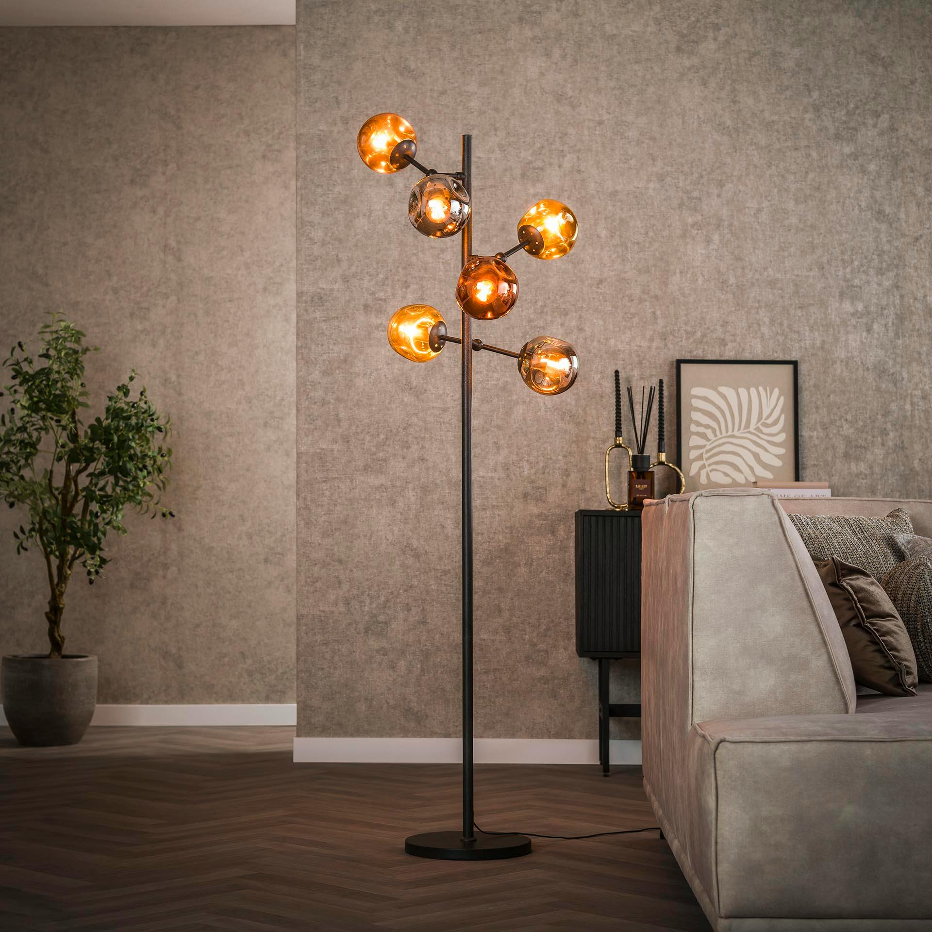 Lampadaire en verre 6 globes déformés NIAGARA