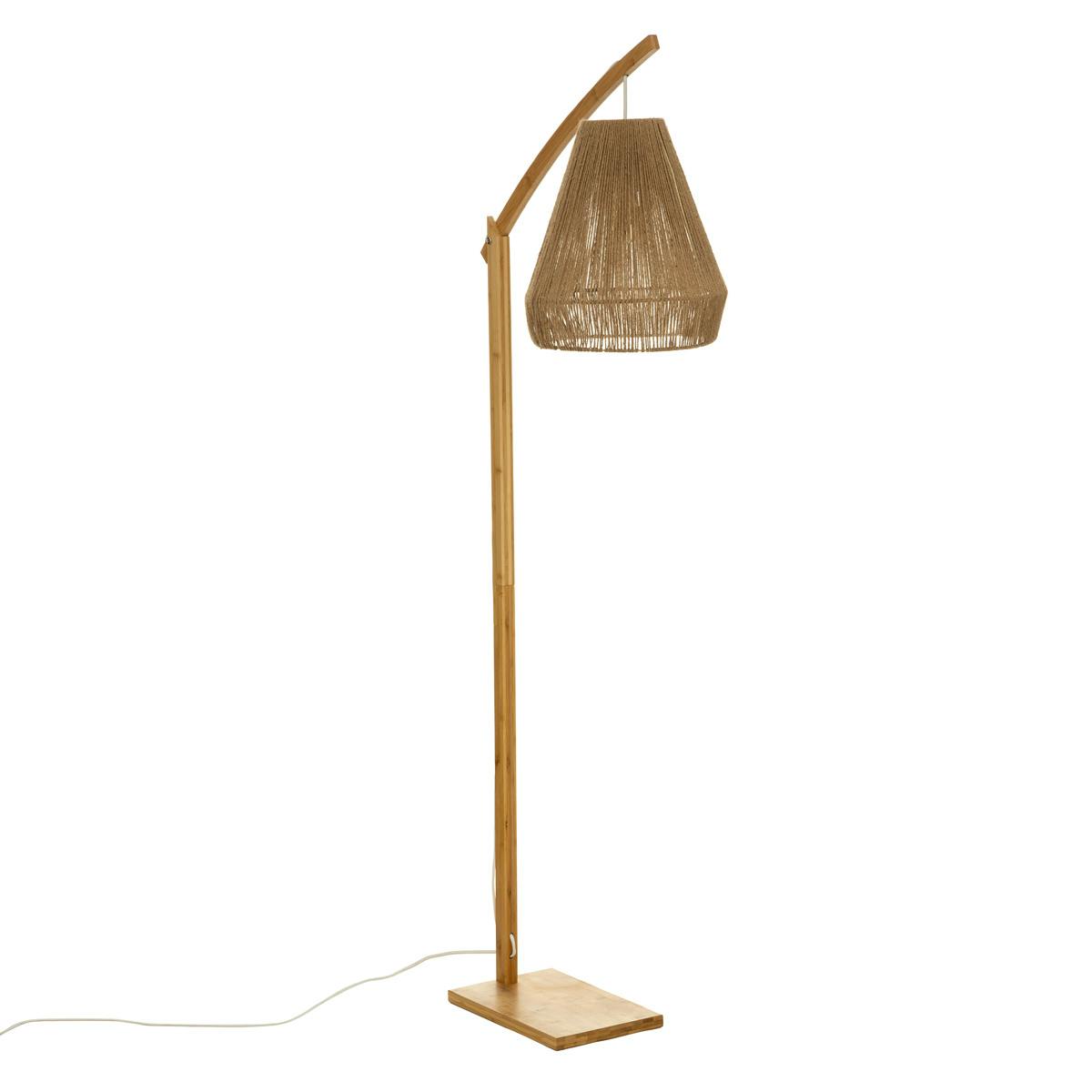 Lampadaire filaire en bambou et chanvre