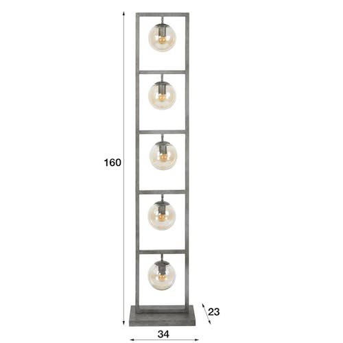 Lampadaire industriel 5 lampes cadre métal NIAGARA