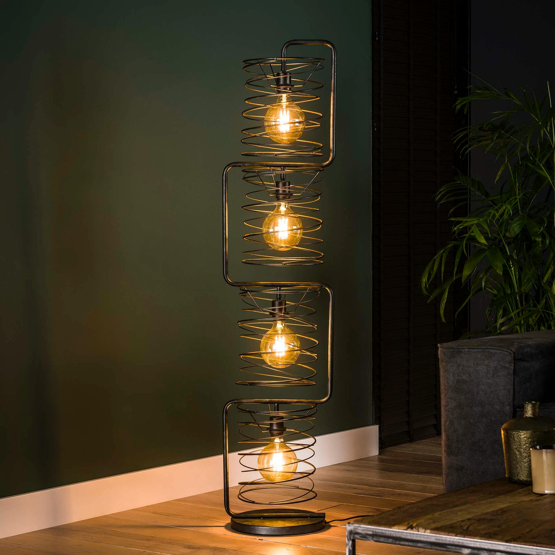 Lampadaire industriel forme ressort 4 lampes RALF