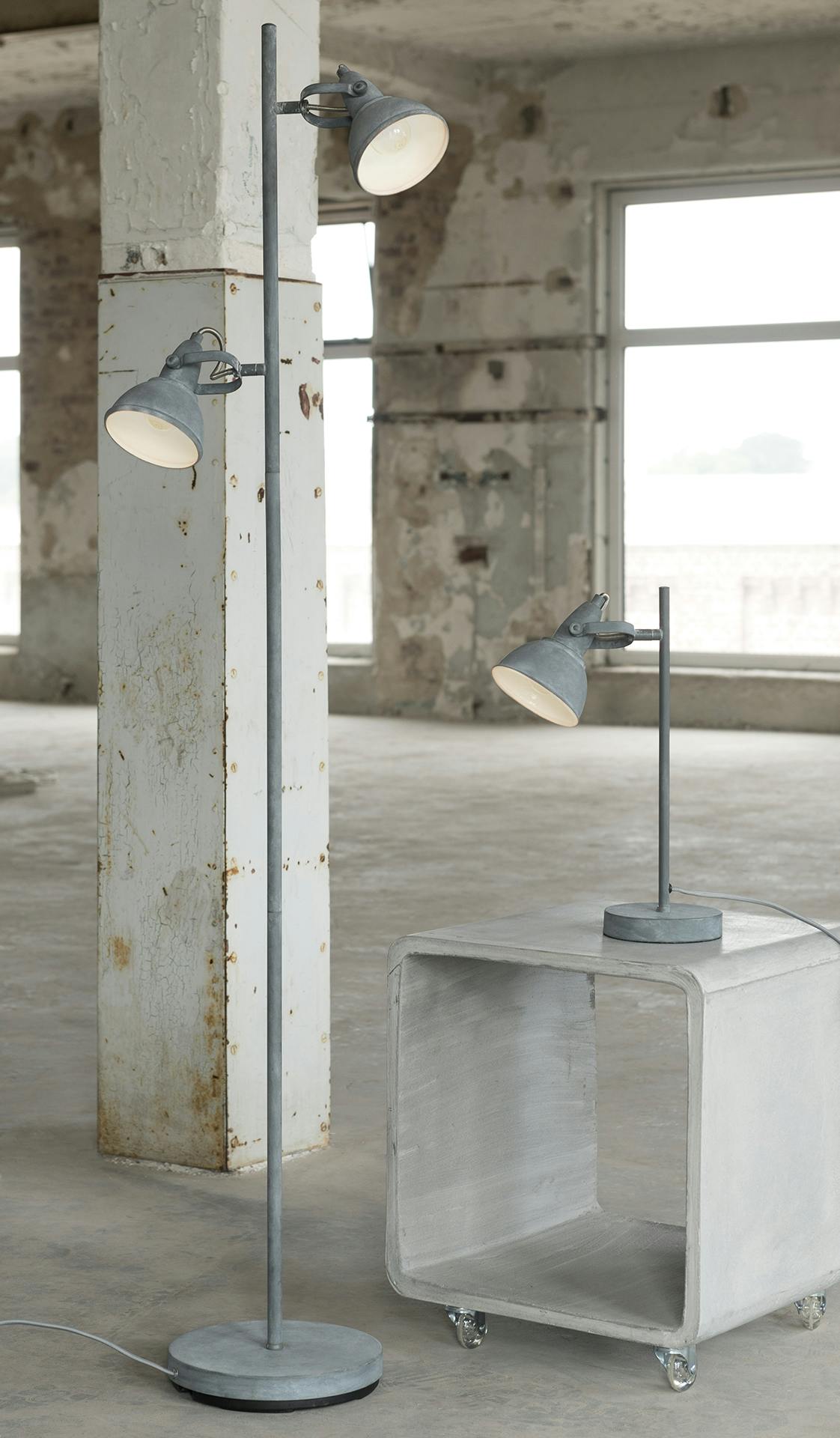 Lampadaire industriel gris 2 effet béton 2 lampes RALF