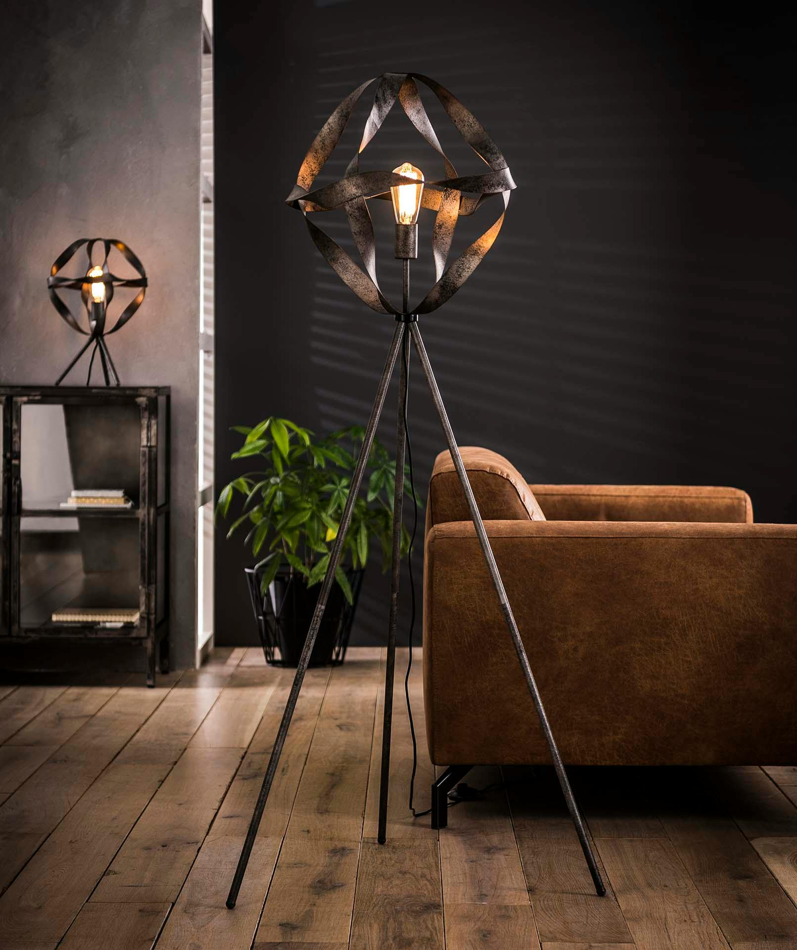 Lampadaire industriel métal vieilli effet ruban TRIBECA