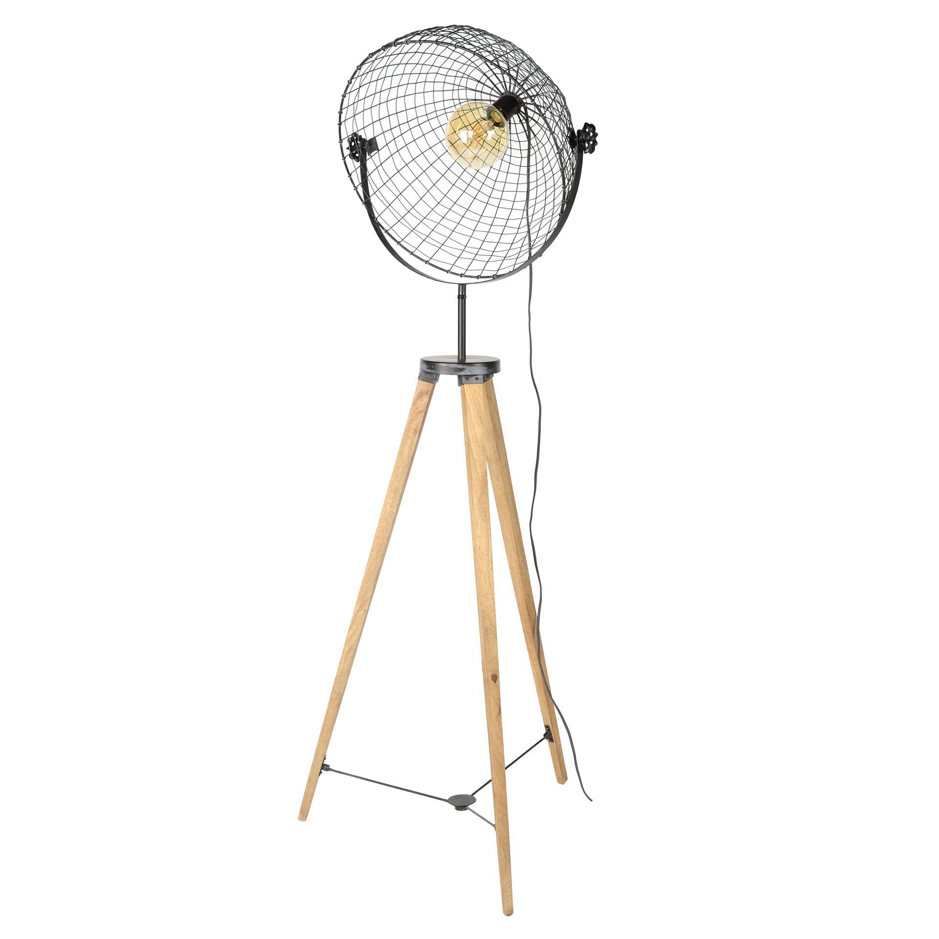 Lampadaire industriel projecteur grillagé trépied LUCKNOW