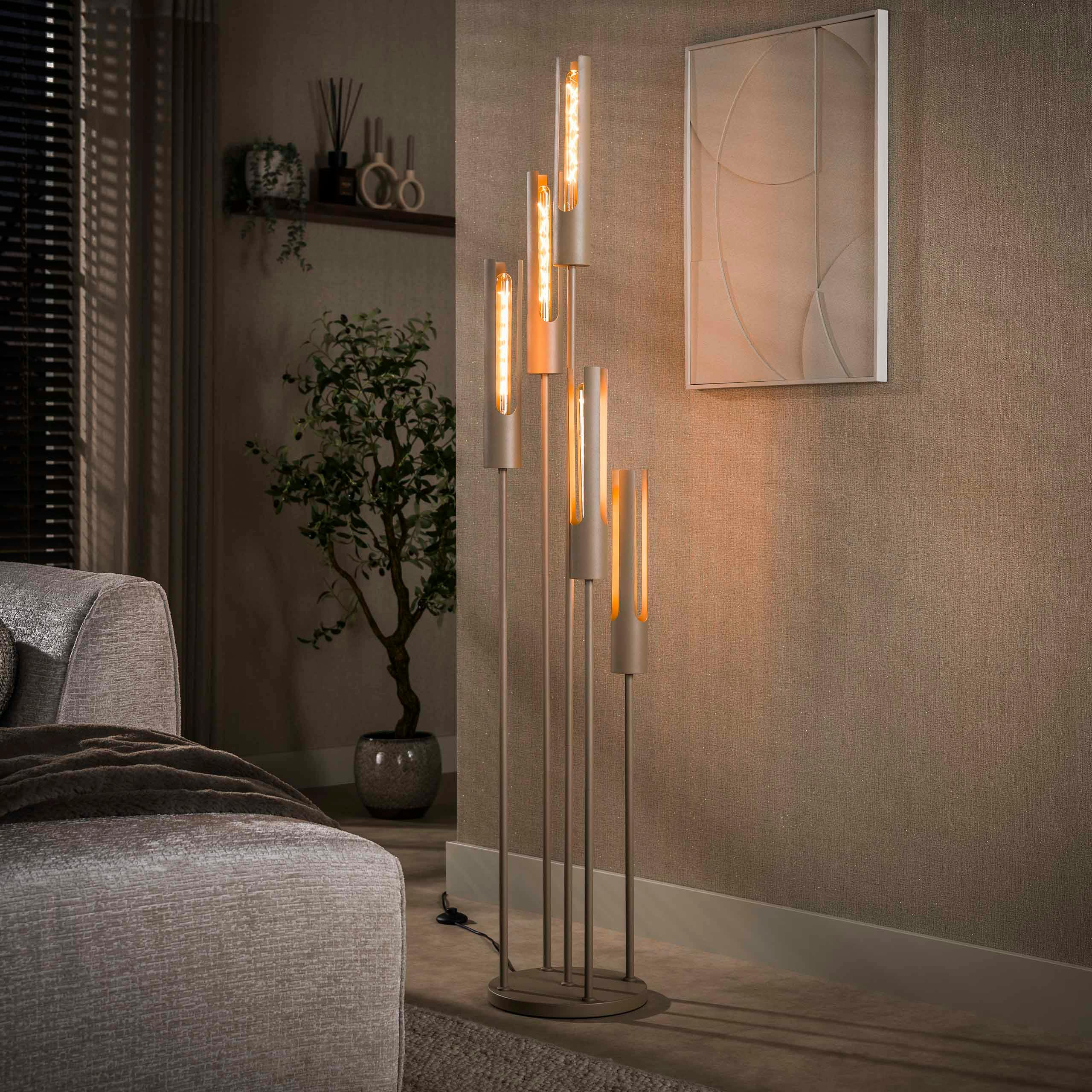 Lampadaire métal beige 5 tubes RALF