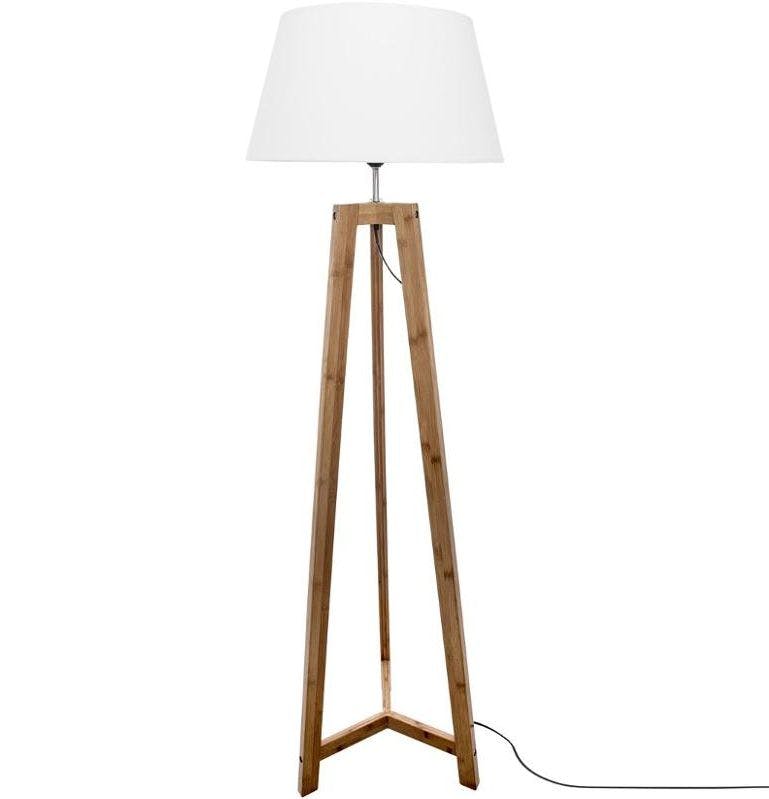 Lampadaire pied en bambou et abat-jour blanc H153cm