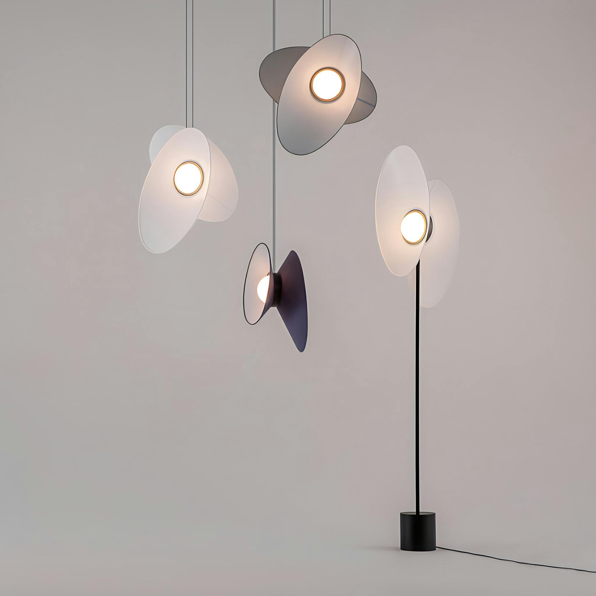 Lampadaire salon design – abat-jour blancs orientables JUNO ...