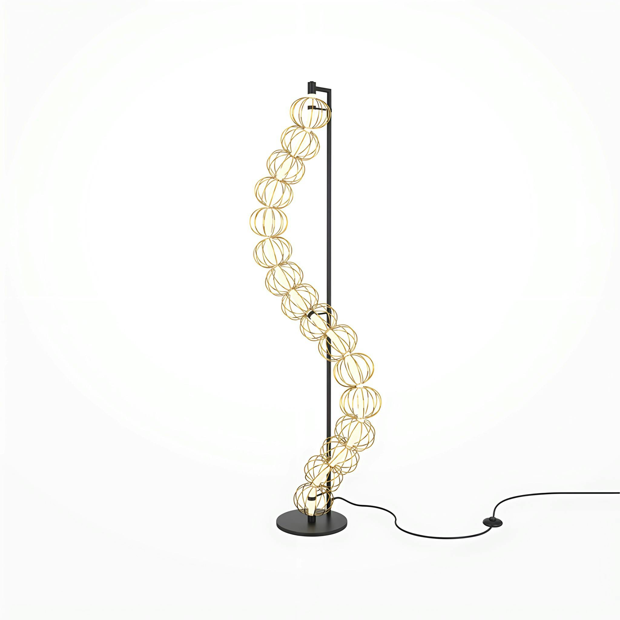 Lampadaire salon design – guirlande métal doré EDEN