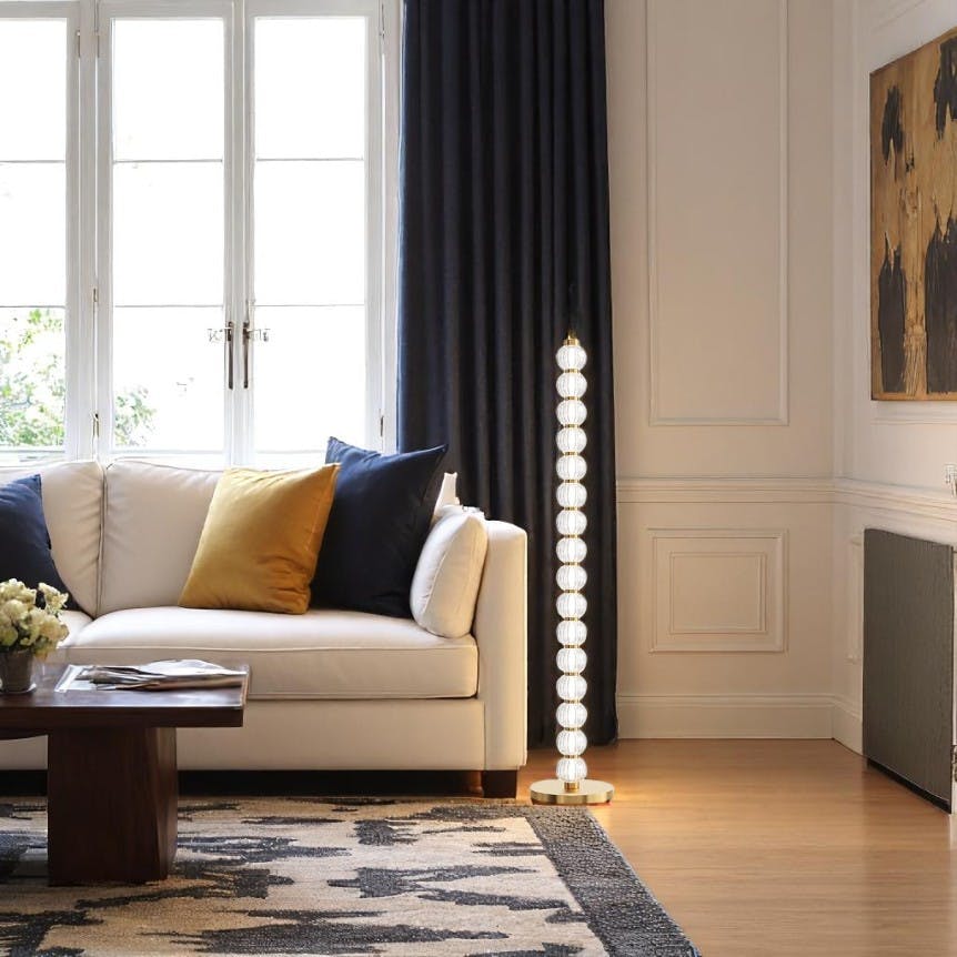 Lampadaire salon en verre - LED, perles ciselées BELLA