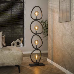 Lampadaire salon noir – forme galet, 4 ampoules TRIBECA