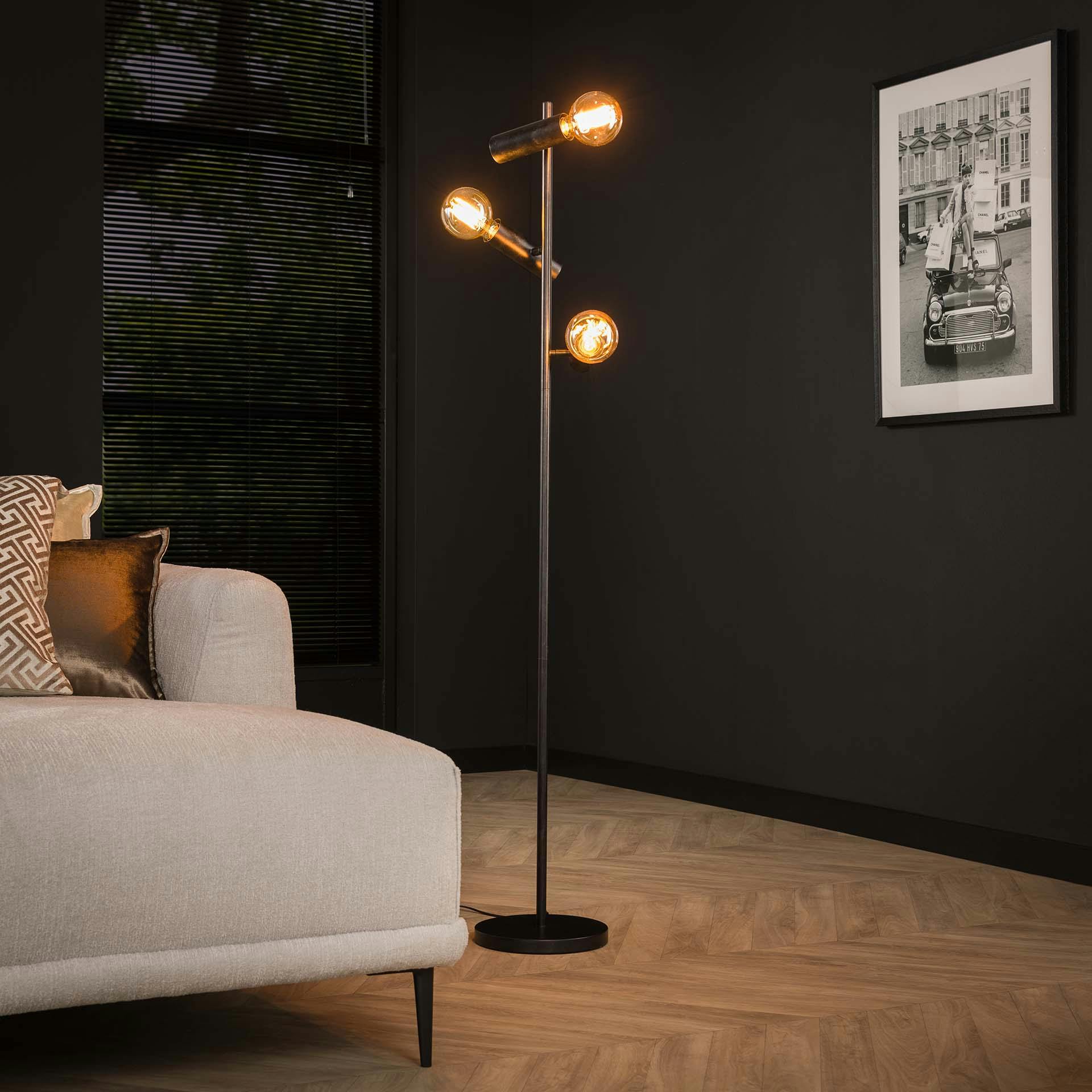 Lampadaire salon tige 3 lampes, finition charbon RALF