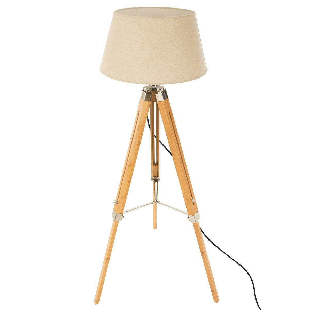 Lampadaire trépied abat-jour ivoire H145cm