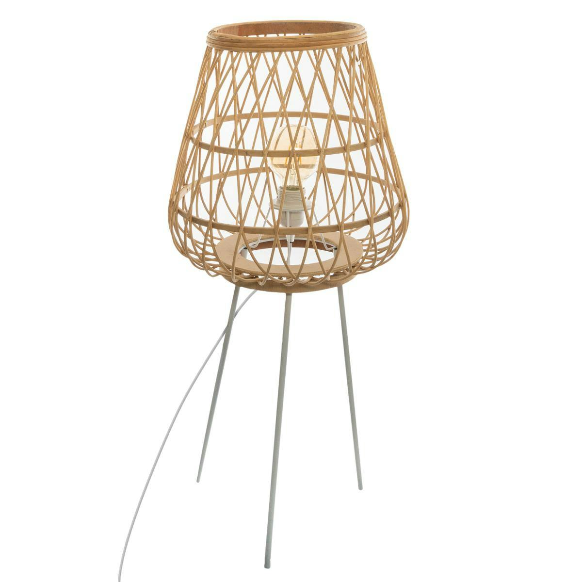 Lampadaire trépied en bambou ajouré
