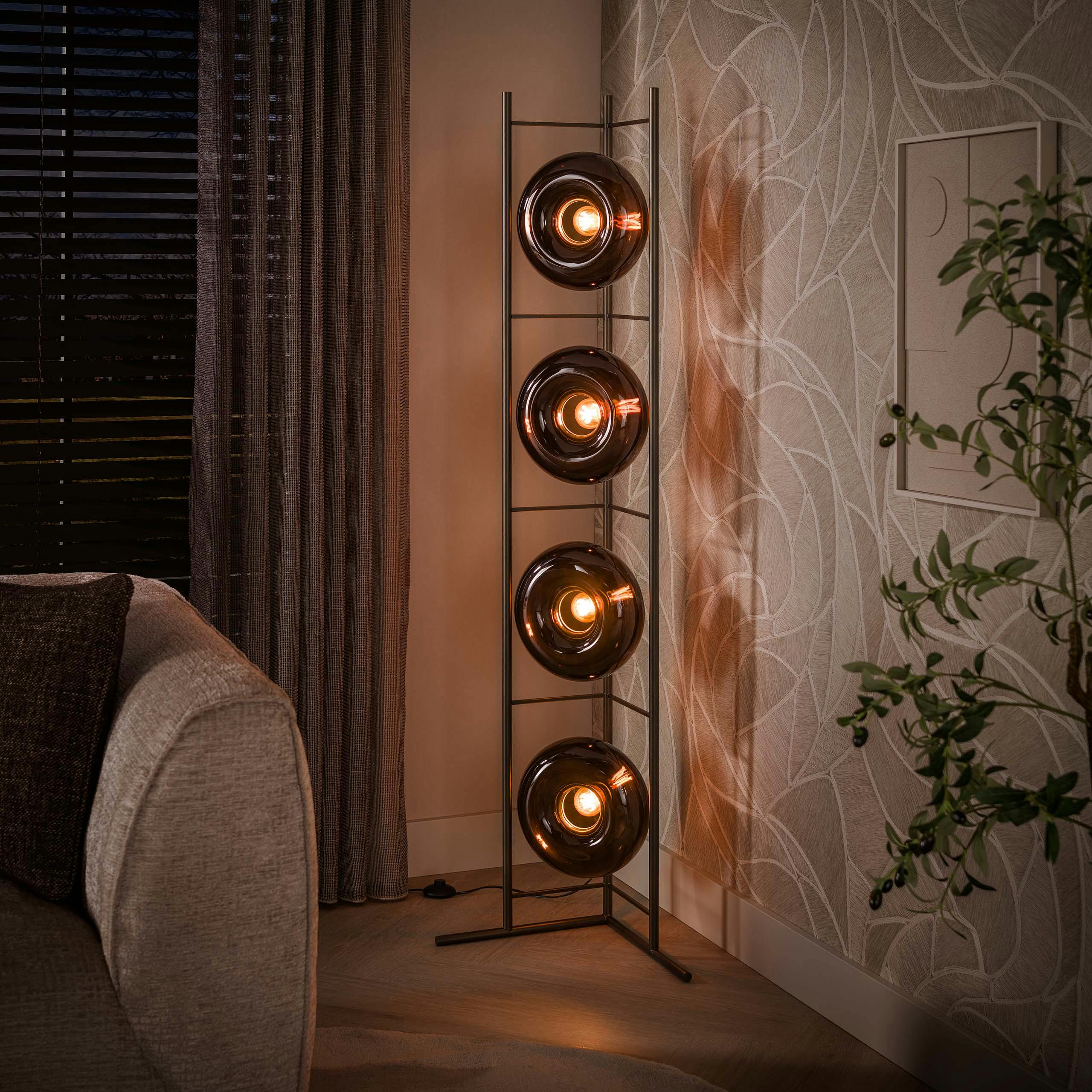Lampadaire verre brun 4 abat-jour NIAGARA
