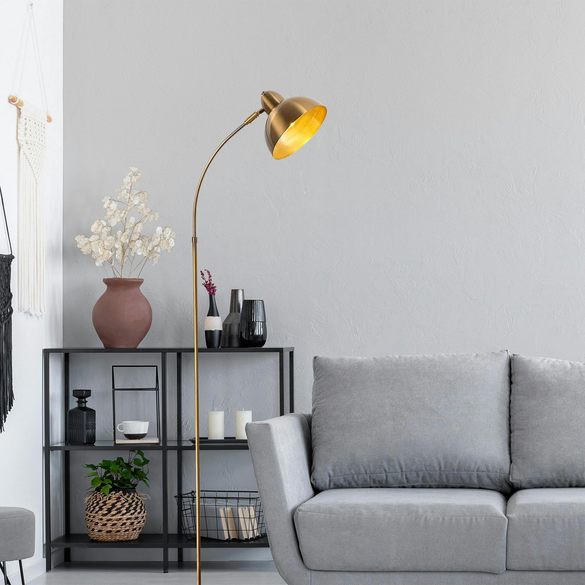 Lampadaire vintage cuivré avec abat-jour orientable SILE