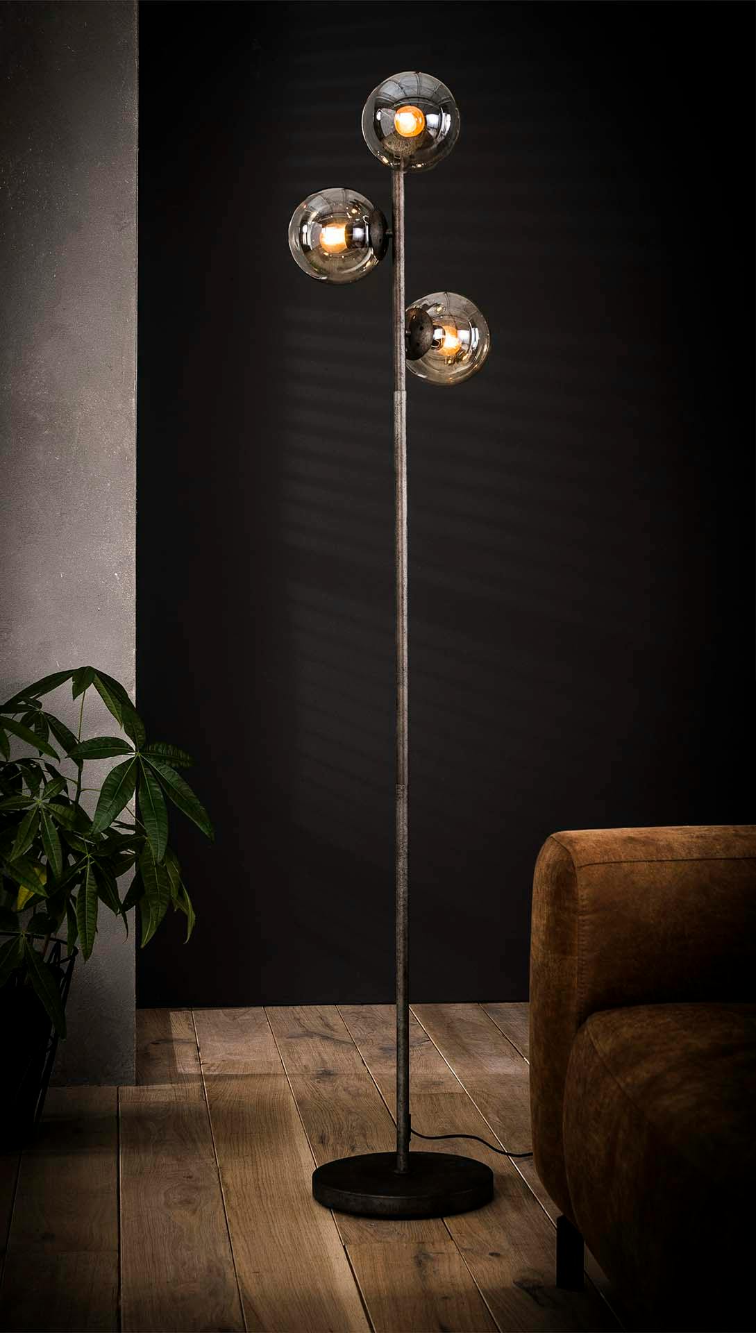 Lampadaire vintage filaire 3 globes RALF