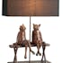 Lampe 2 chats sur un banc en résine marron 41x20x58cm