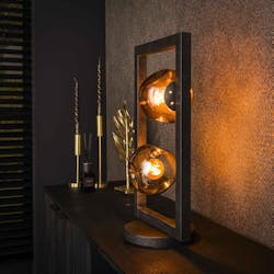 Lampe à poser avec cadre 2 abat-jour en verre déformé NIAGARA